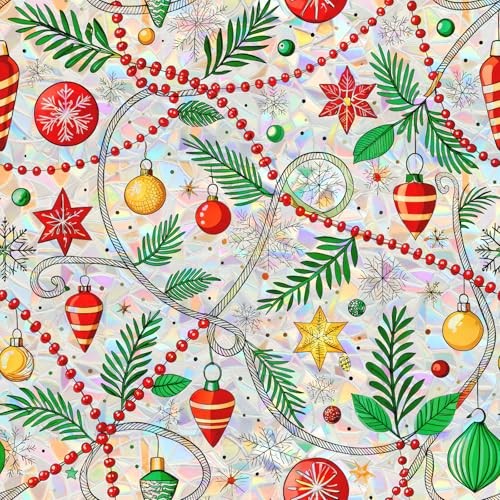 Window Privacy Film Stained Glass Christmas 17.5*78.5 Christmas Tree Lights