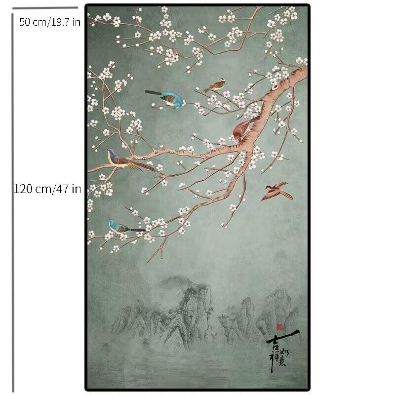 Frosted Stained Privacy Window Films Static Glass Sticker Flower Bird Pattern