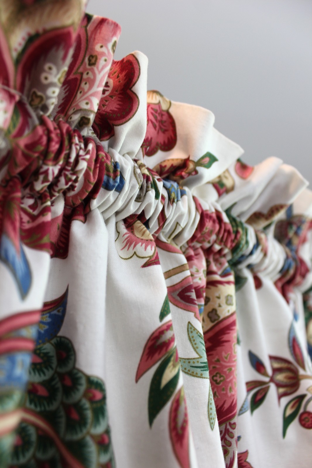 Custom Jacobean Floral Knightsbridge Valance 77×23 Dual Header Vintage 1990s