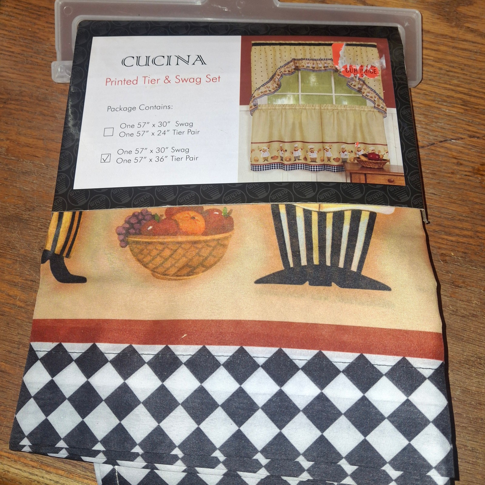 Cucina Printed Tier & Swag Set 57×30 Swag 57×36 Tier Pair New in package