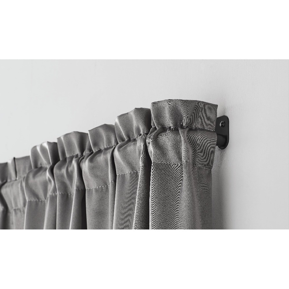 Matte Black Wrap Around Room Darkening Curtain Rod 3/4 Inch Diameter Adjustable