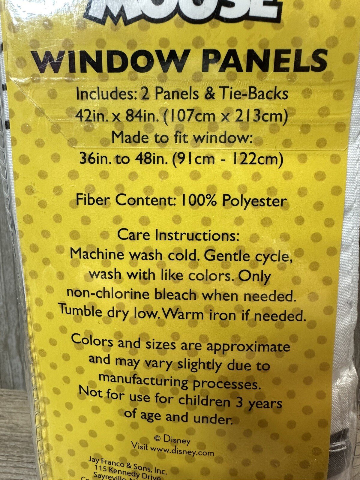 Disney Mickey Mouse Microfiber Window Panels & Tie-Backs New