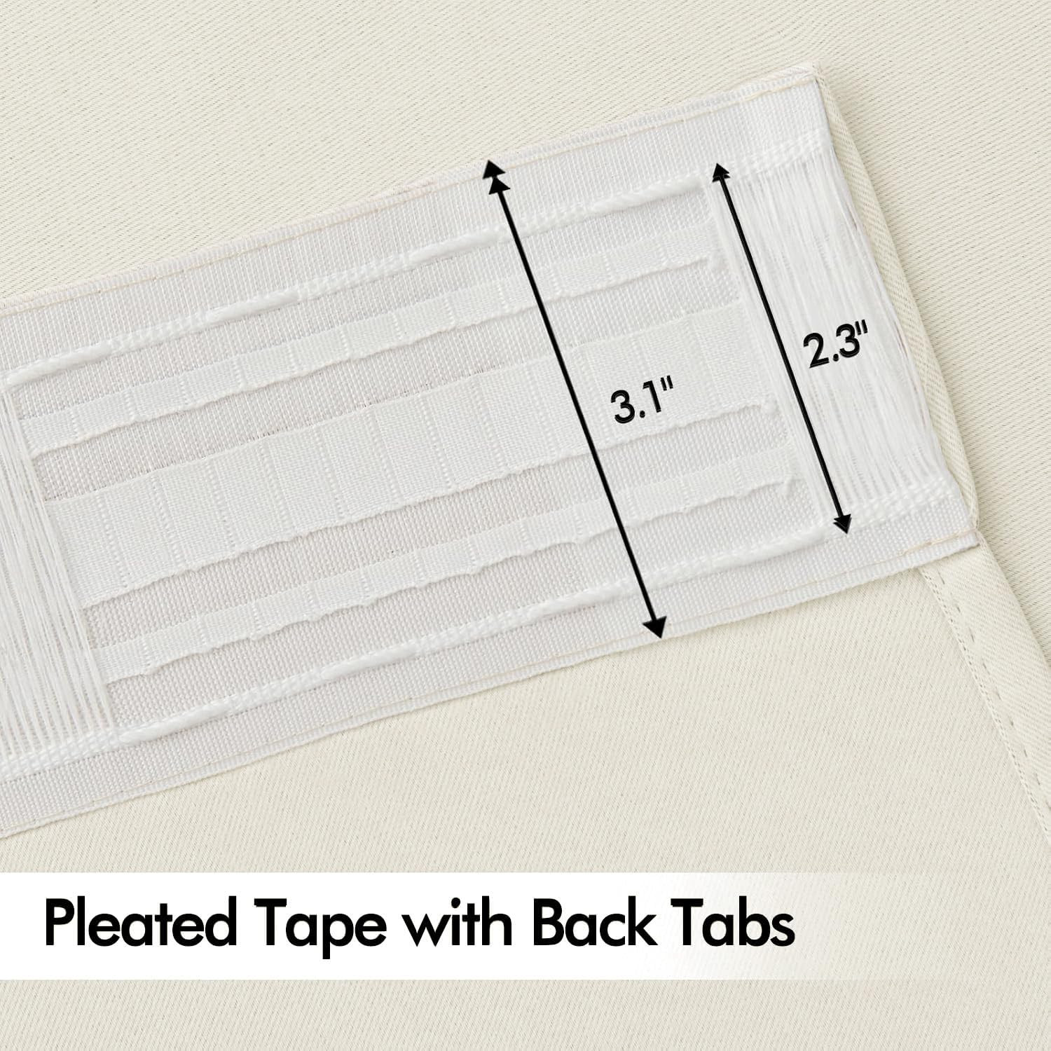 MIULEE Beige White Back Tab Blackout Curtains 63 Inch Length 2 Panels Set for Li