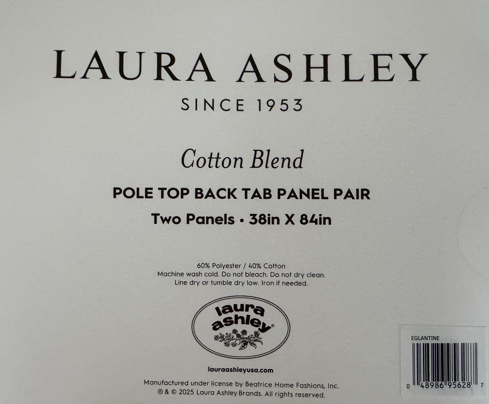 NIP Laura Ashley Window Curtains 2 Panels 38 x 84 Birds Rose Pink Brown Back Tab