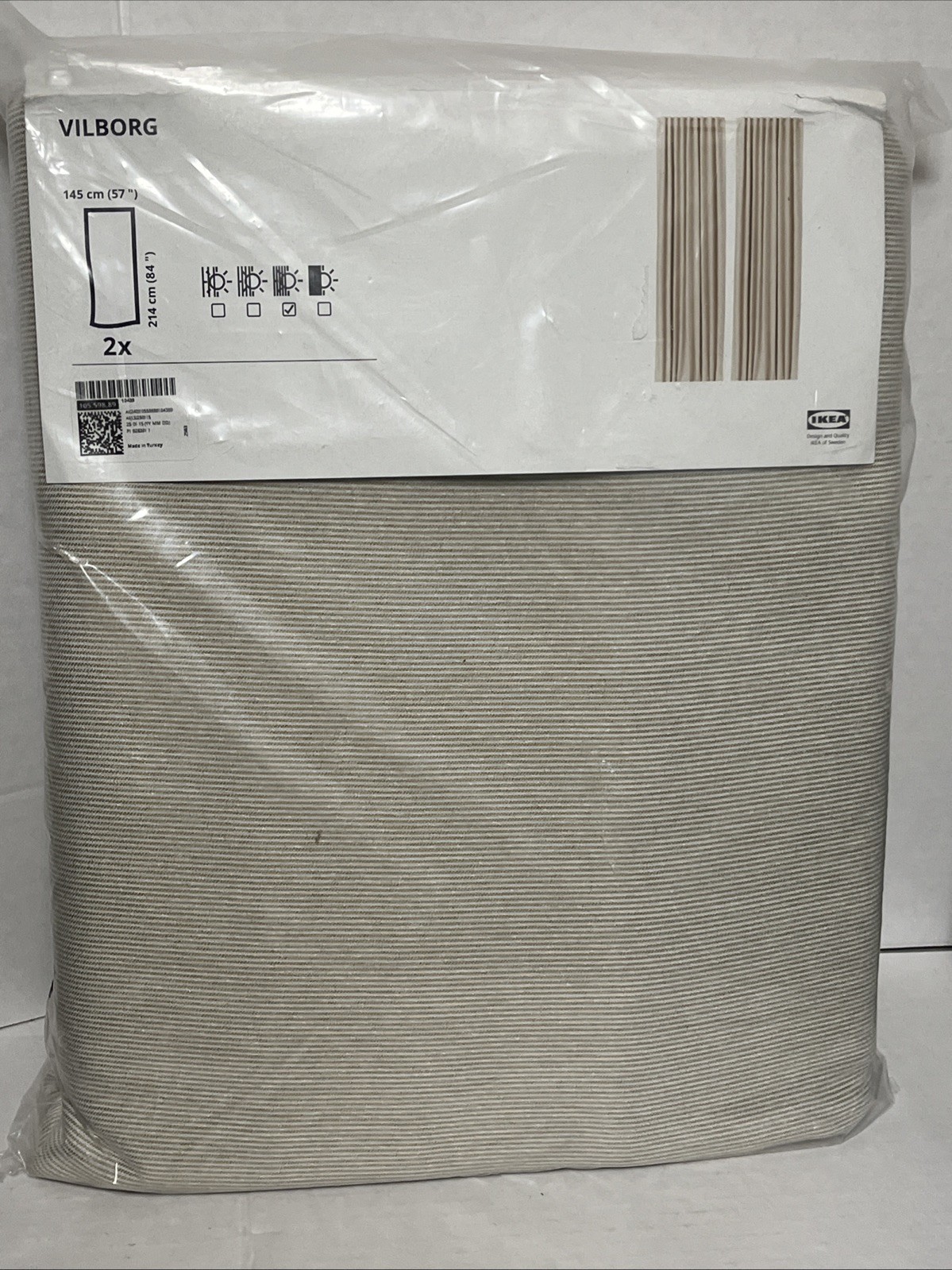 IKEA VILBORG Curtains 2 Panels 1 pair Room Darkening 57″ x 84” Beige NEW