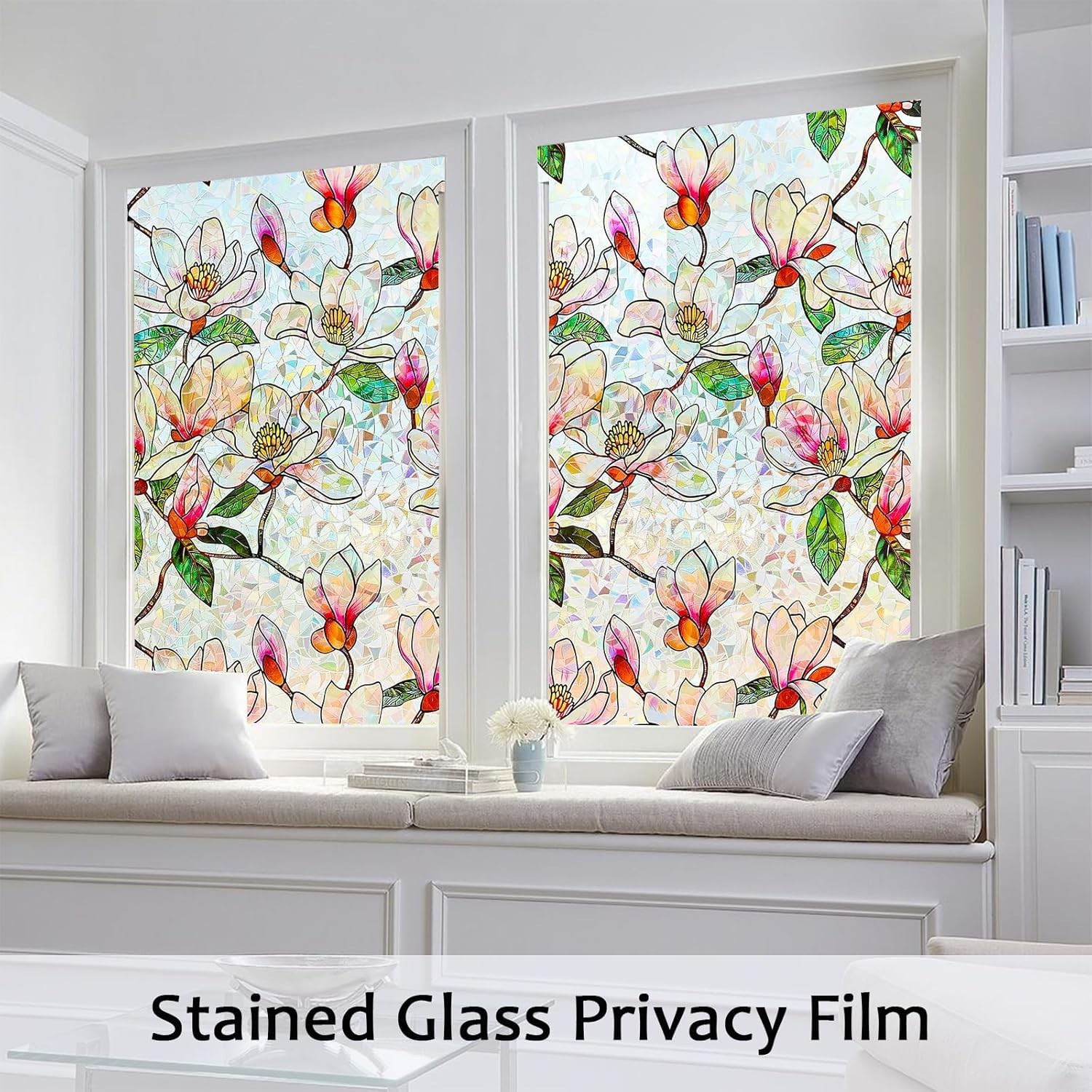 Stained Glass Window Film 17.5″x78.7″ Rainbow Privacy Static Cling Heat