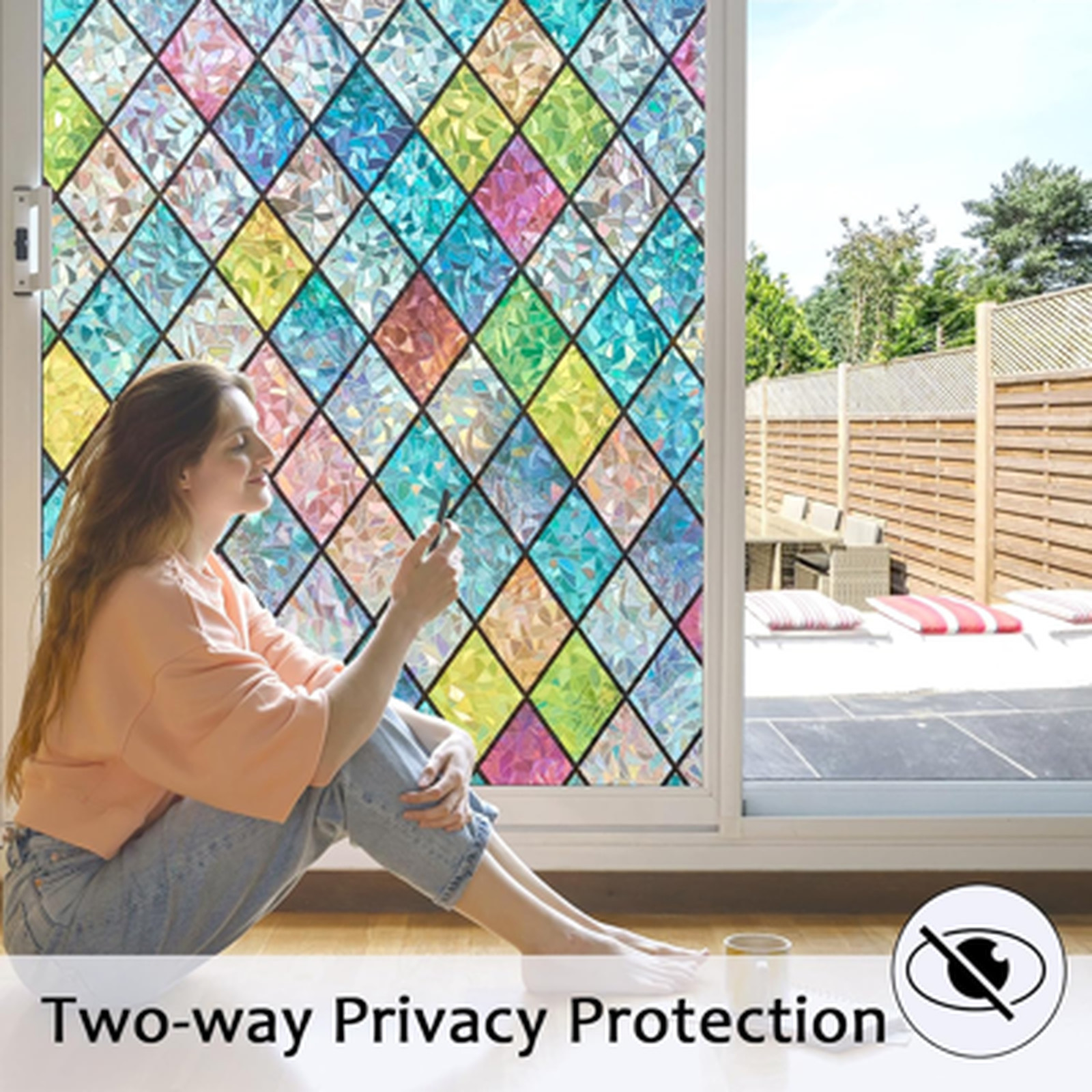 Window Privacy Film Static Cling Frosted Glass Decorative UV Resistant 17.5 x