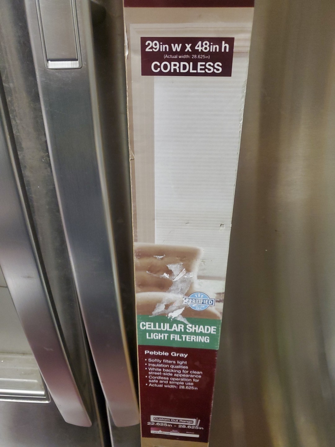 29″ X 48″ Pebble Gray Light Filtering Cordless Cellular Shade