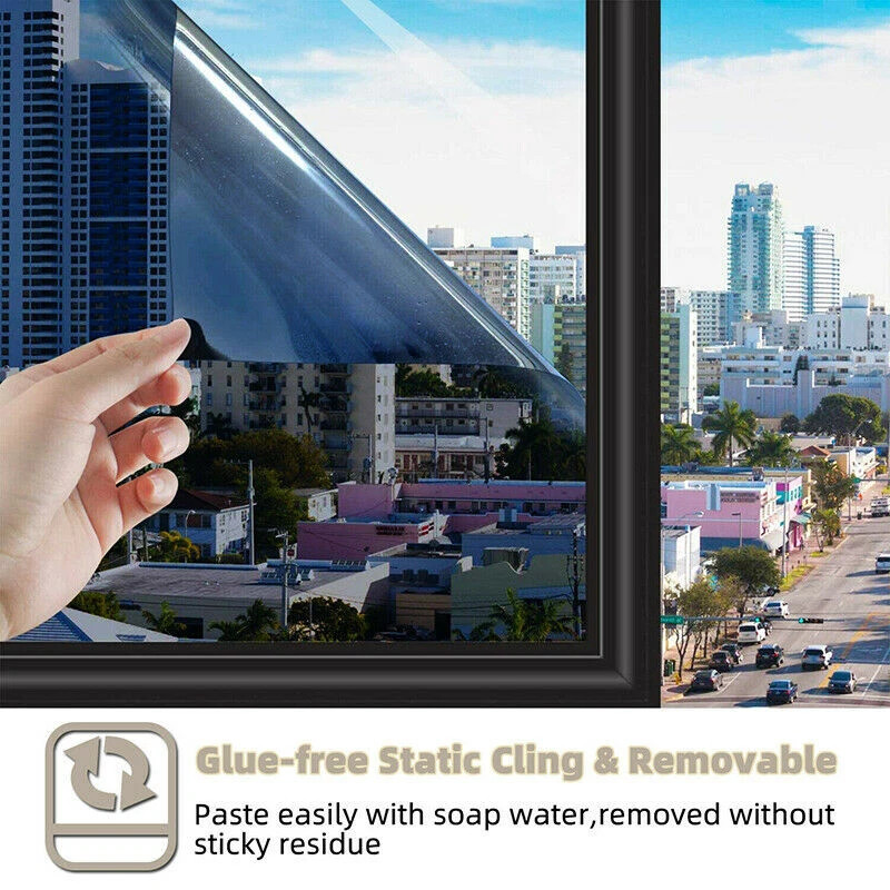 Black (5%) One Way Mirror Window Film UV Reflective Home Office Heat Insulation