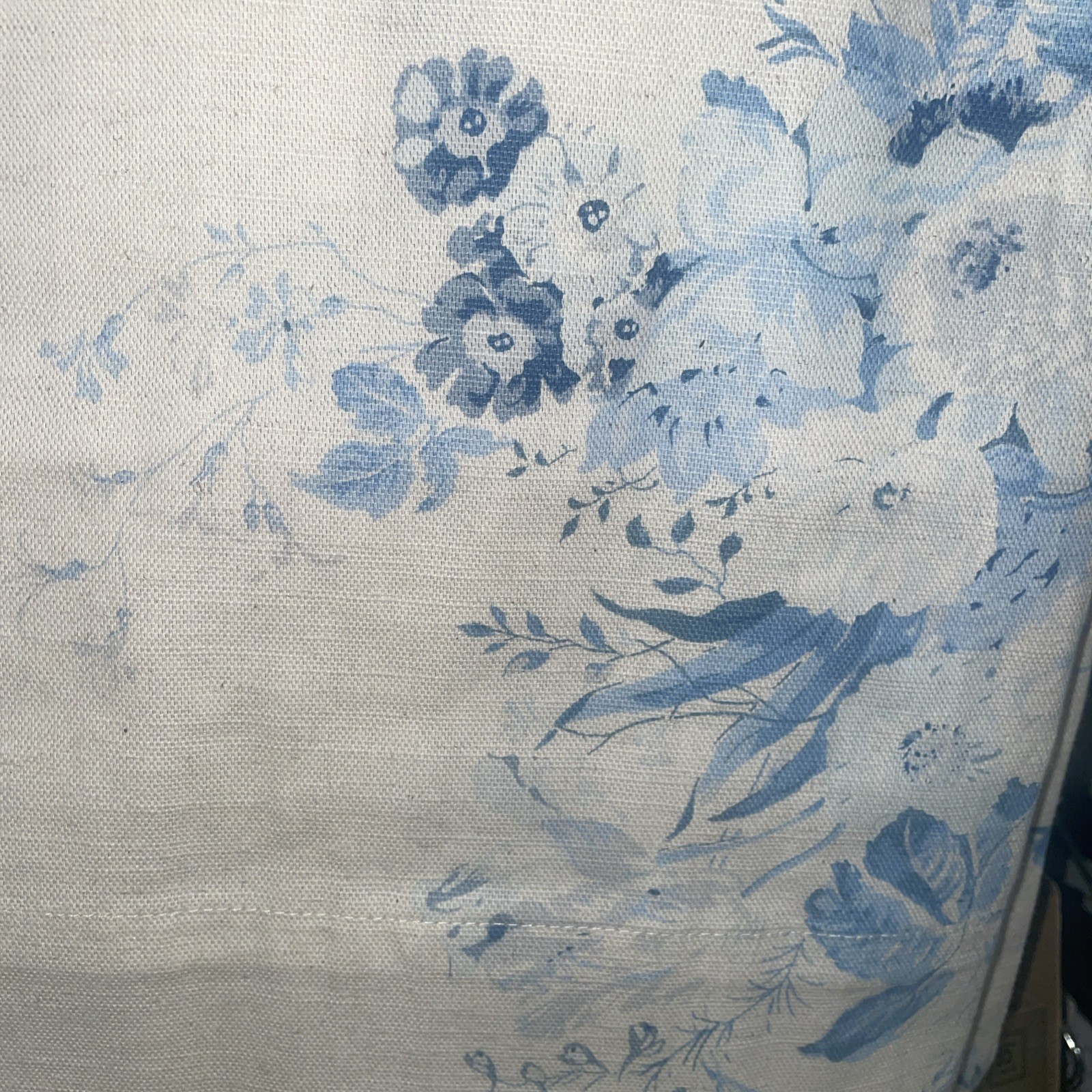 2 Cabbages & Roses Window Curtain Panels Constance Floral Blue Natural 50 x 84”