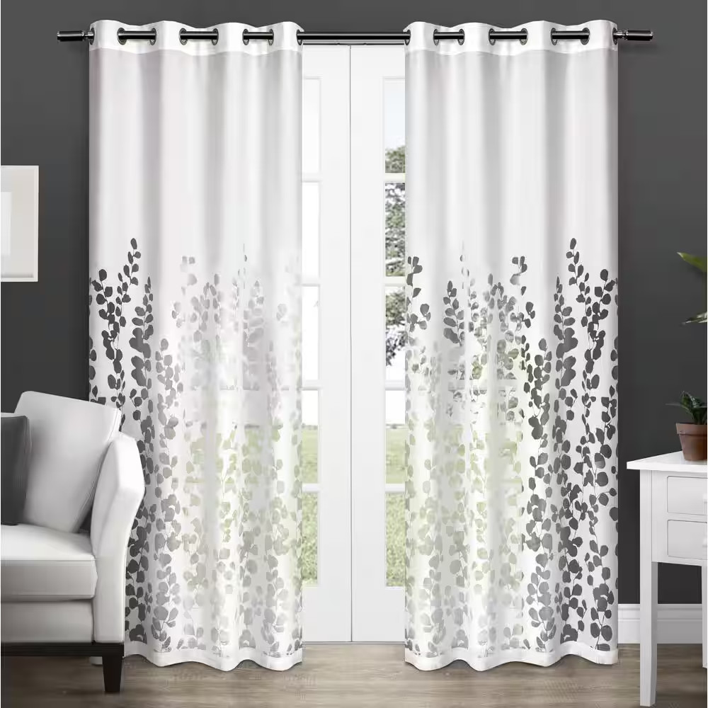 Wilshire Winter White Nature Sheer Grommet Top Curtain, 54 In. W X 96 In. L (Set