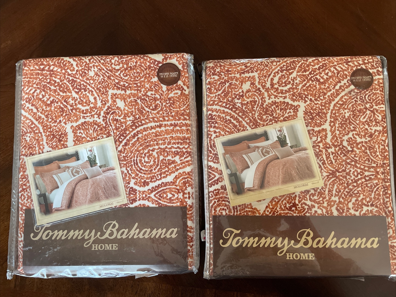 NWT Tommy Bahama Molokai X 2 Valance 86″ X 15″ Cinnamon Rust paisley TB411T
