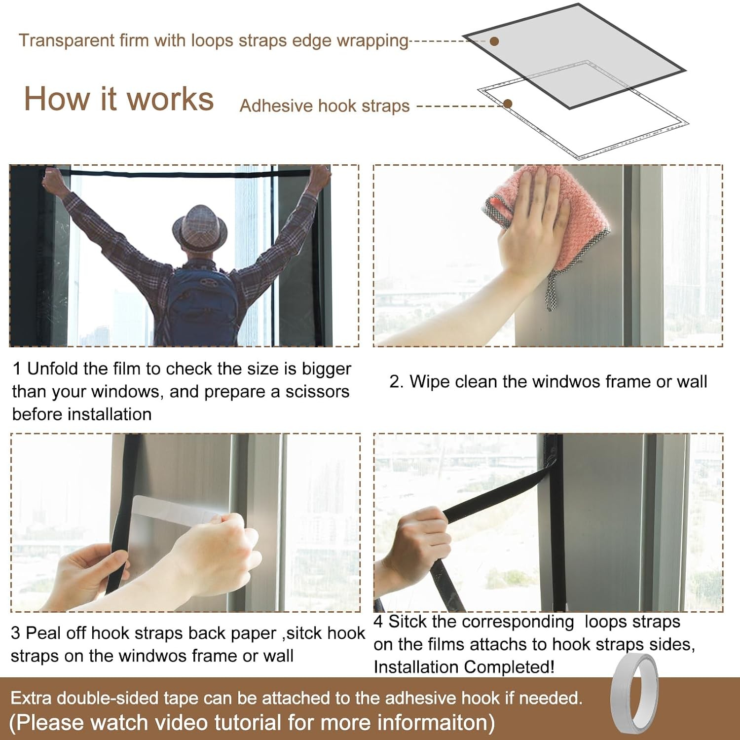 48” Adjustable Insulated Window Plastic Cover Winter Draft Stopper Sealer