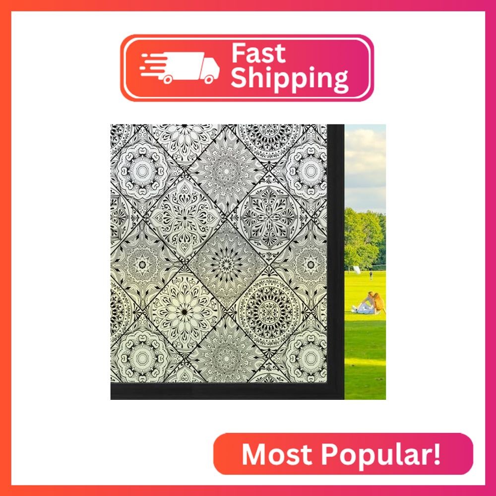 DKTIE Geometric Line Frosted Glass Window Film Door Window Covering Day and Nigh