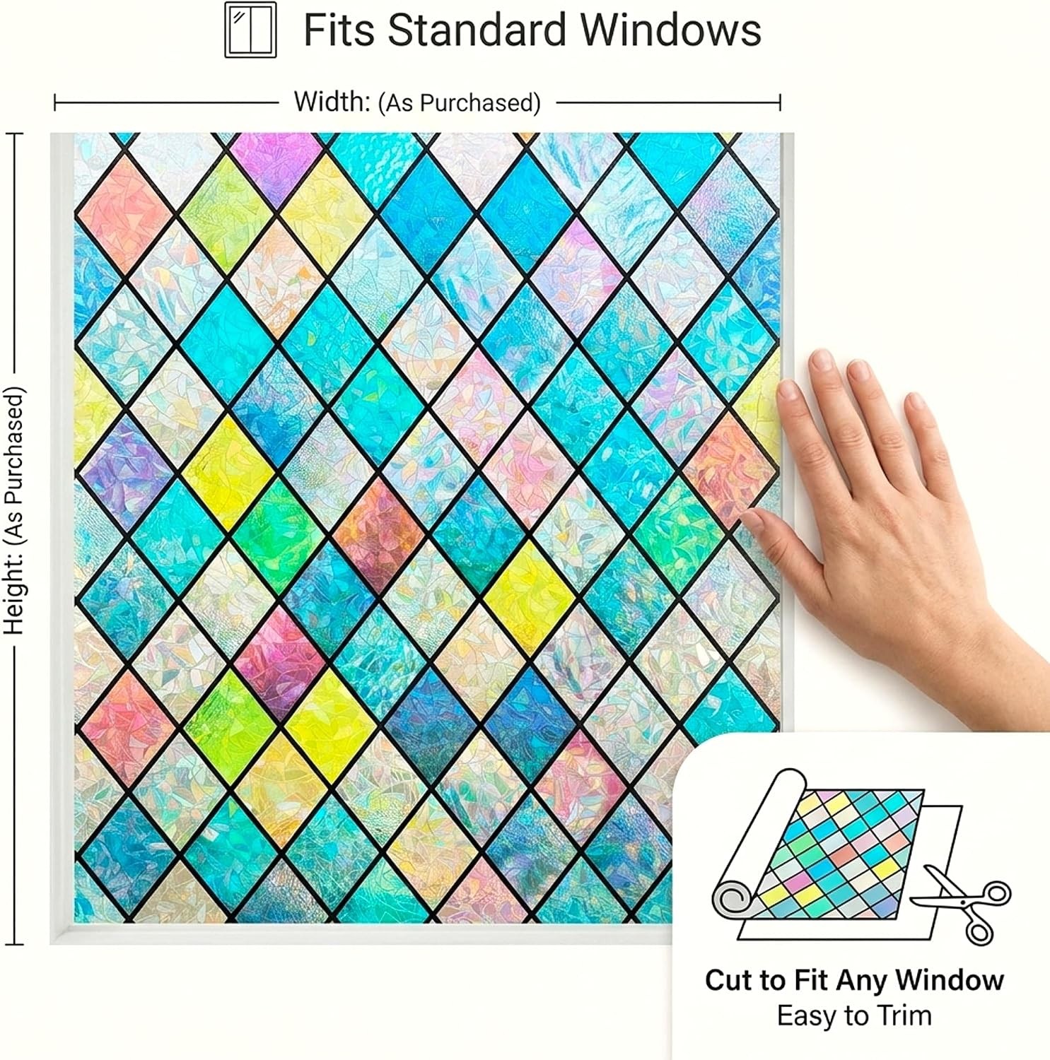 3D Prism Window Film,Transparent Decorative Glass Film Window Door Tint,Rainb…