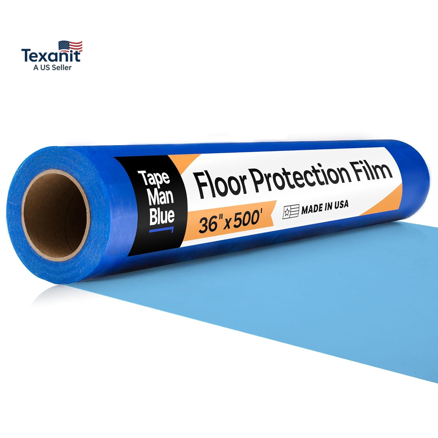 Floor Protection Film, 36″ X 500′, Made in USA, Blue Self Adhesive Floor Protect