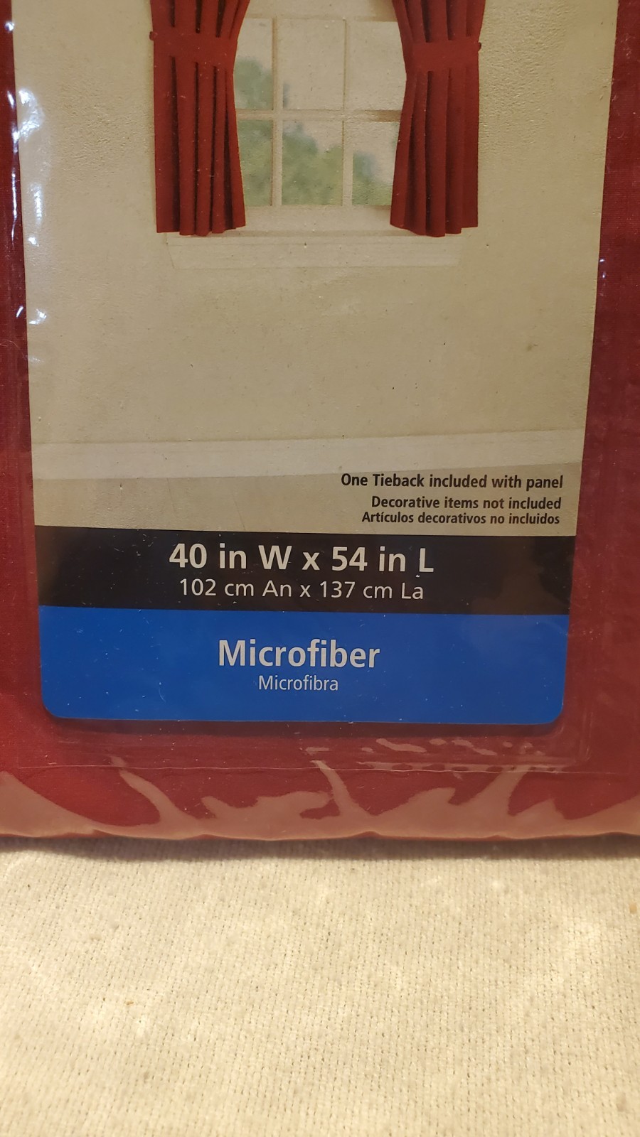 Window (1) Panel & Tieback Mainstays Red Sedona 40″ W x 54″ L NIB Microfiber