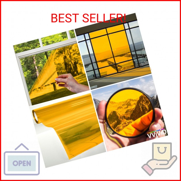 VViViD Transparent Colorful Vinyl Window Tinting Sheets (1.49ft x 5ft, Yellow)