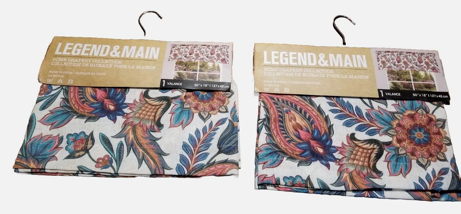 2 Paisley Window Valances Legend And Main Large Rod Pocket 50in x 18in New