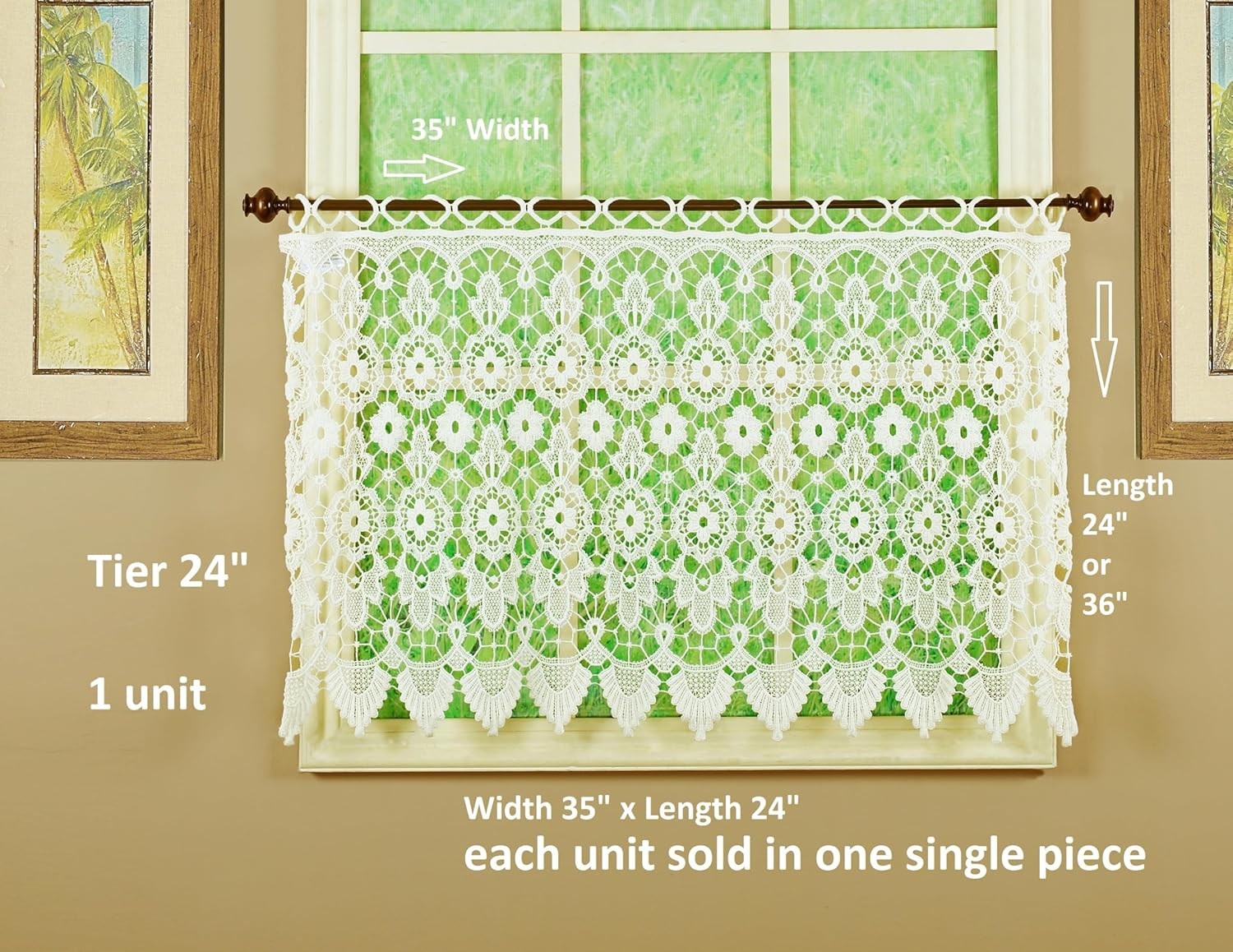 Medallion Macramé Tier 24″,Ecru, 35W x 24L
