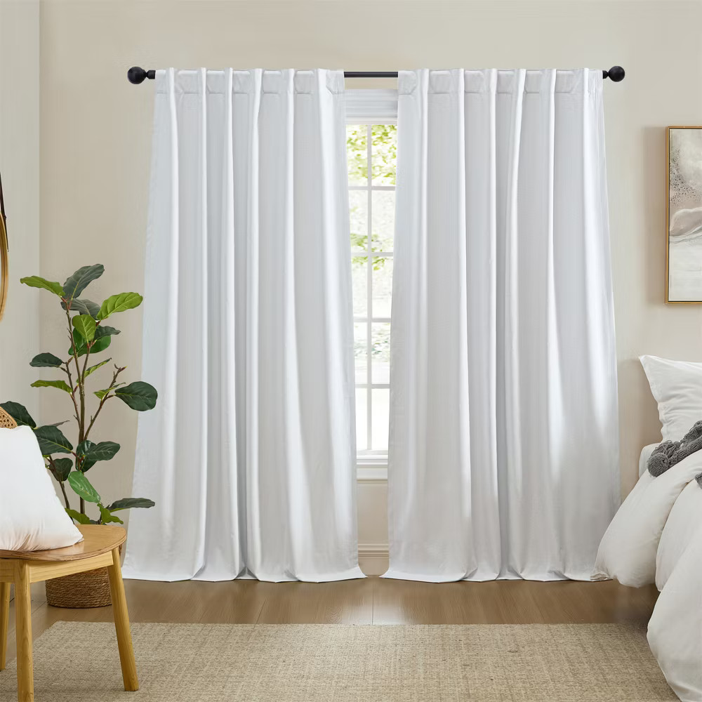 Solace Max-Blackout Solid Texture Window Curtain Panel – 52″ x 95″ –