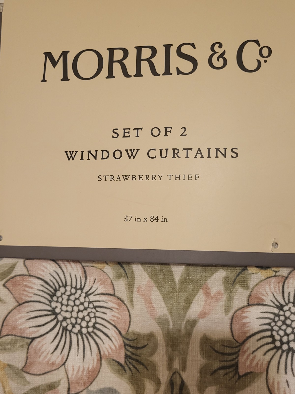 William Morris & Co. 2pc Strawberry Thief Window Curtains 37 X 84” Panels Luxury