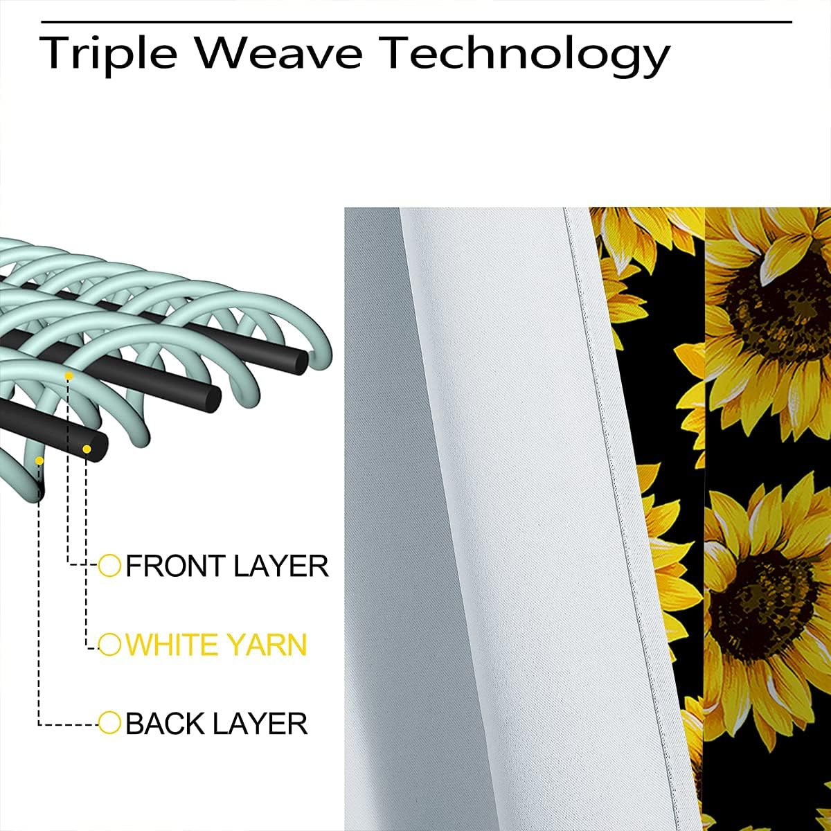 Sunflower Blackout Curtains for Home Decor,Floral Seamless Pattern Sunflowers Ro