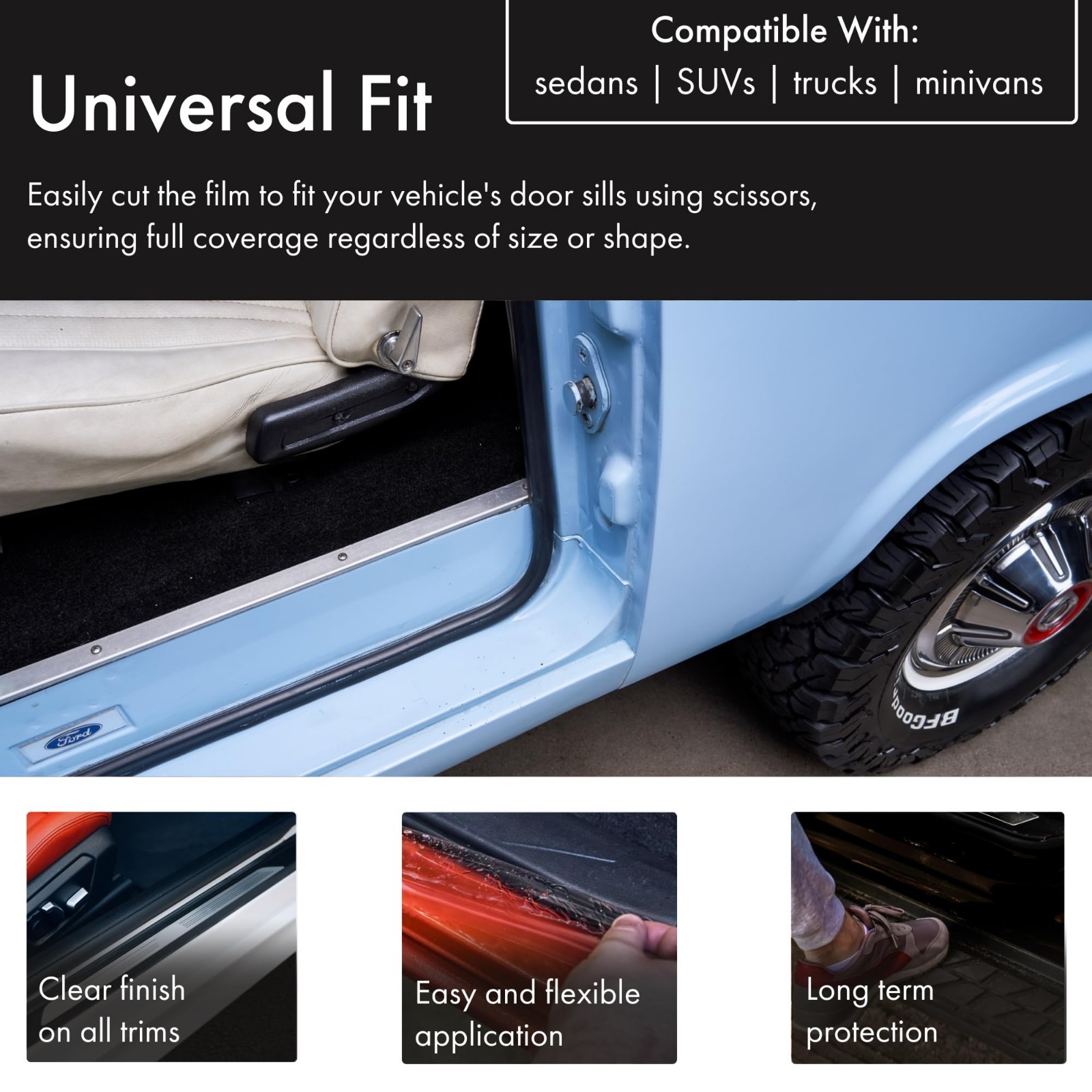 Universal Clear Door Sill Guard – 60″ x 2.75″ – Ultimate Protection for Cars & T