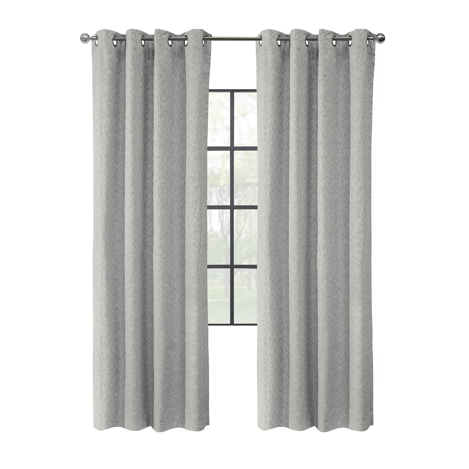 Loft Living Scarlet Total Blackout Floral 52″W x 84″L (Pack of 1), Silver