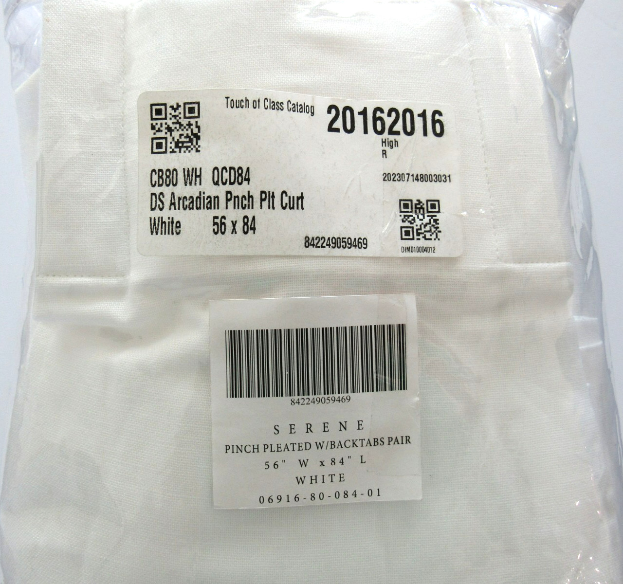 NIP Ricardo Serene Pinch Pleated w/Backtabs White Pair 56″X84″ $313.78
