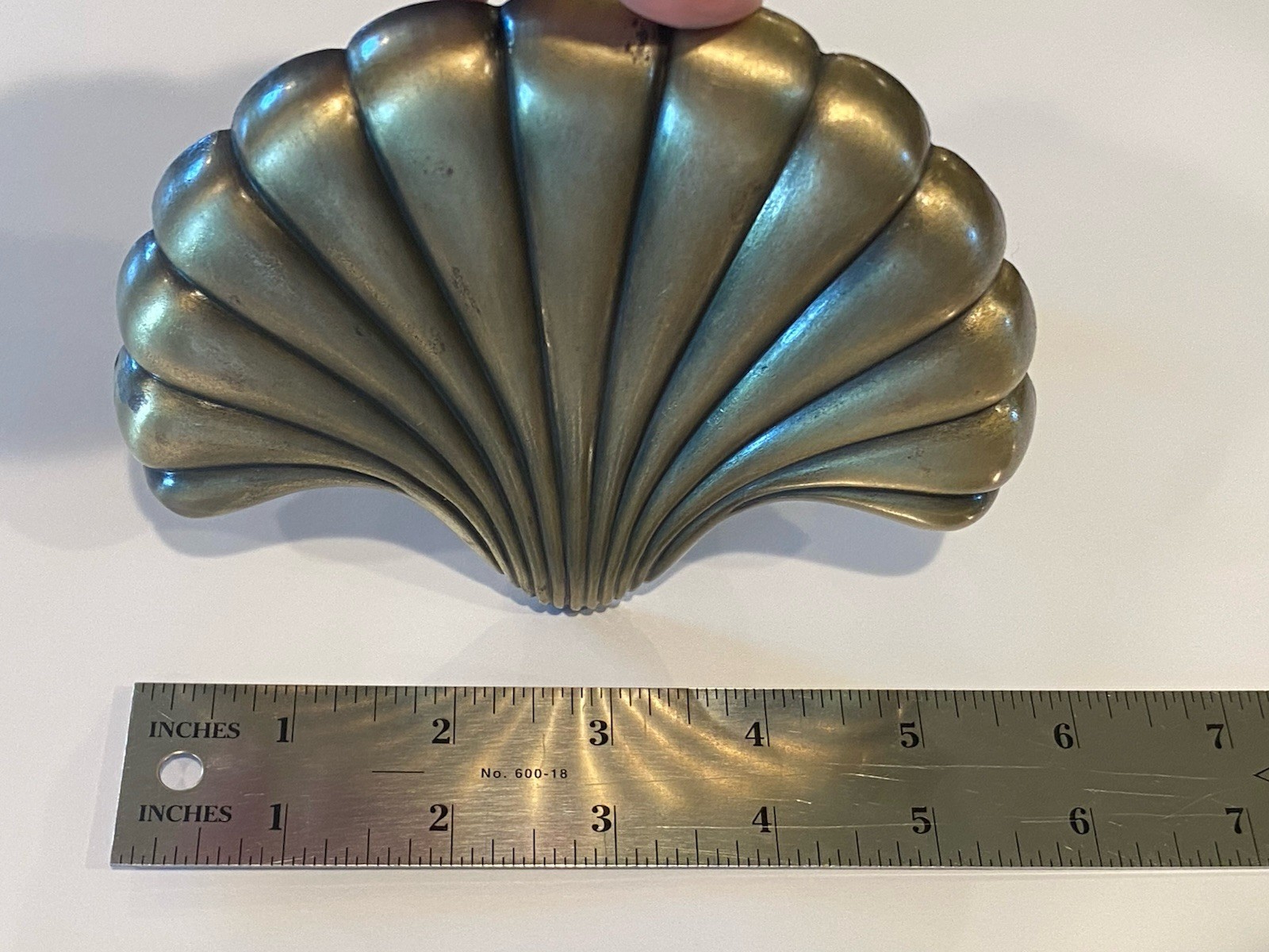 Vintage Brass Shell Curtain Tieback Hook Regency Beach Drape Tie Back 5.5”