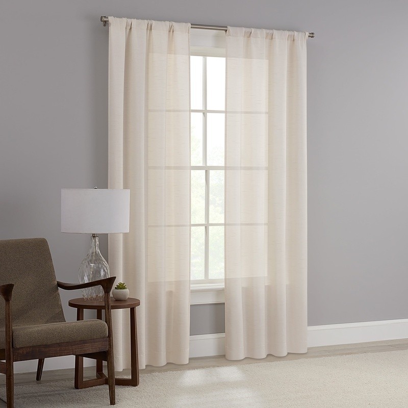 Textured Light Filtering Curtain Panel Pair Set of 2 Rod Pocket Machine Washable