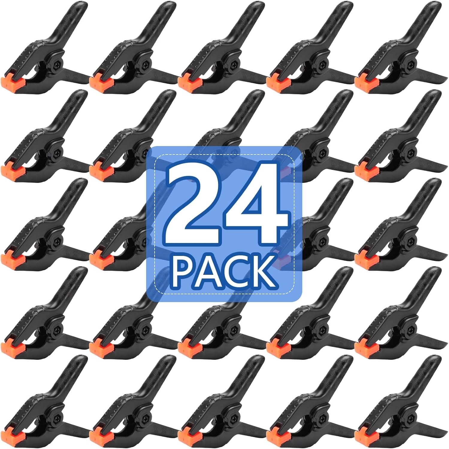 24 Pack 3.5 inch Plastic Spring Clamps, Black Heavy Duty Clips, Backdrop Clip…