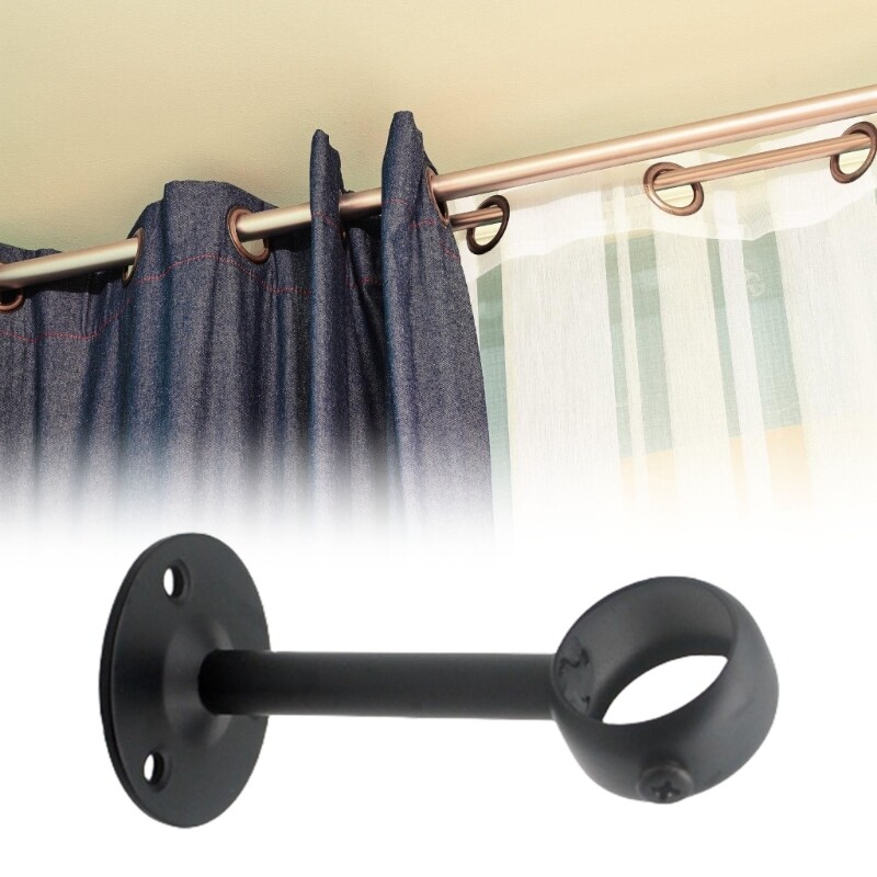 2pcs Silver/Black Ceiling Curtain Brackets Heavy Duty For Drapery And Closet