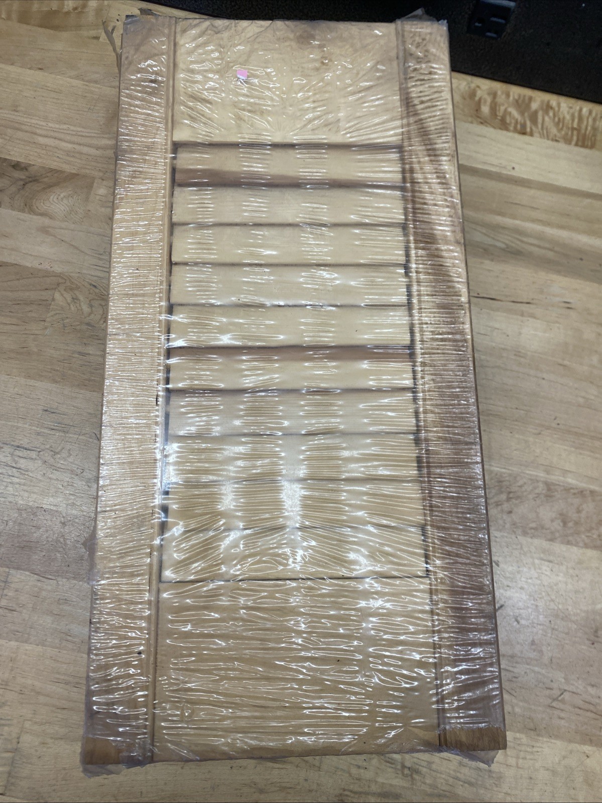 (4) Wood Shutter Panels Movable Louver Unfinished Narrow Slat 8” x 17”