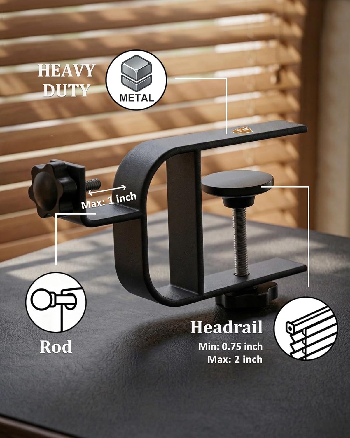No Drill Curtain Rod Brackets Inside & Outside Mount [Patented] Adjustable Fits