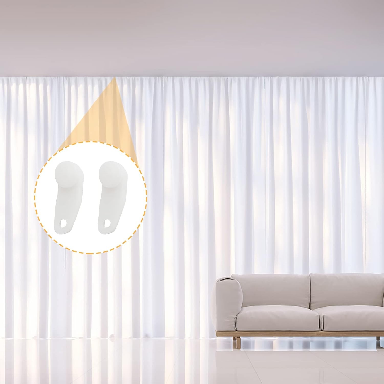 Traverse Rod Slides Curtain Replacement, 100 Pieces White Plastic Curtain Track