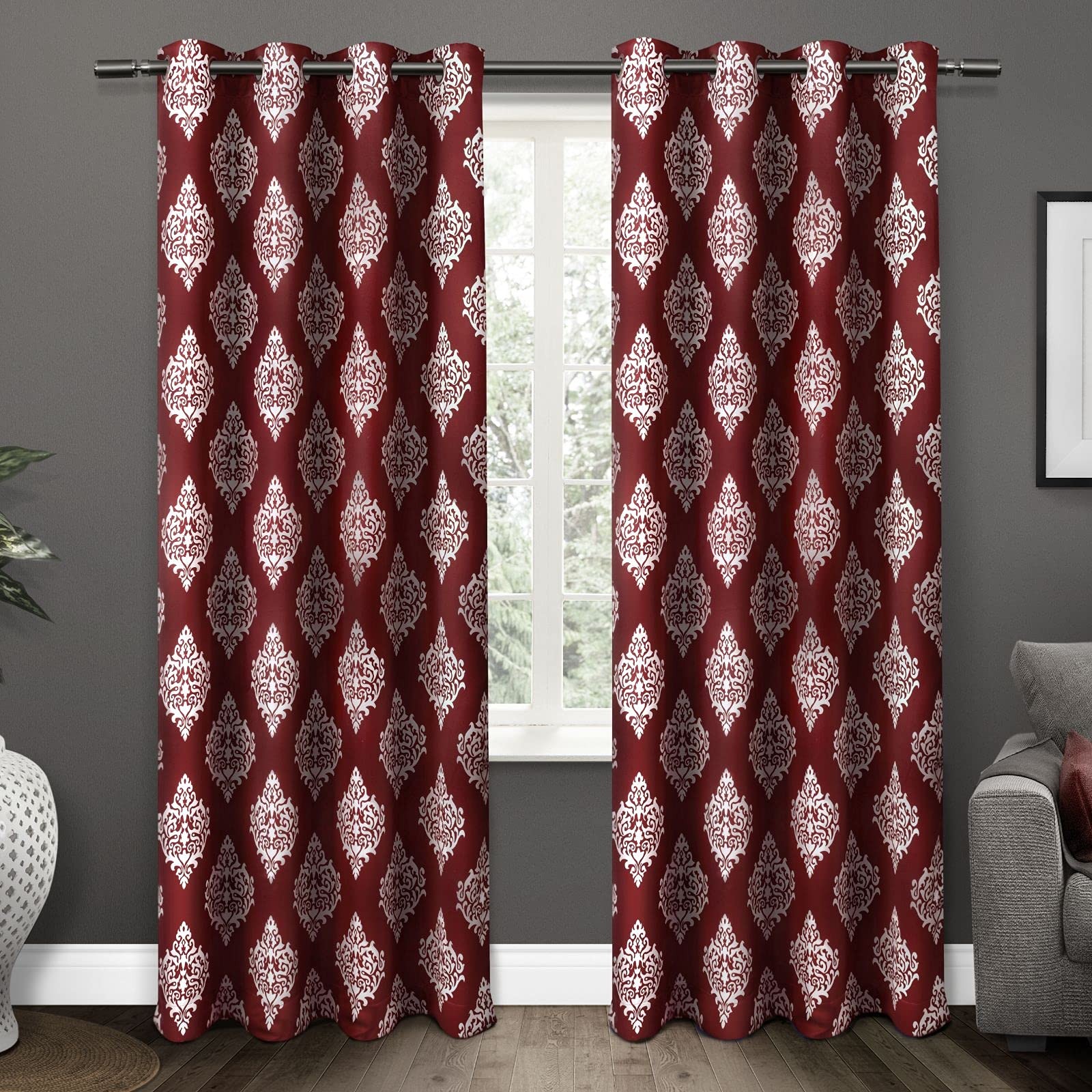 Curtains EH794507 284G Medallion Blackout Curtain with Eyelets, 1 Pair, 52 x…
