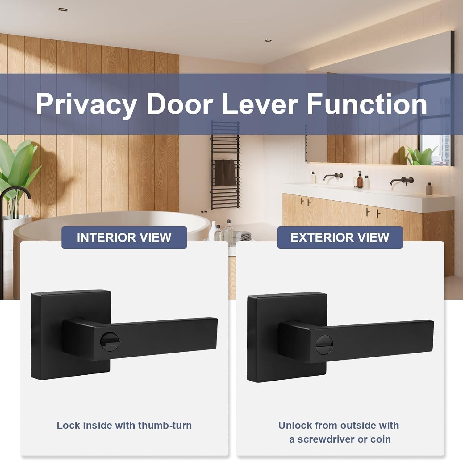 Estmoon 5 Pack Matte Black Door Handles Interior Door Knobs Home Improvement