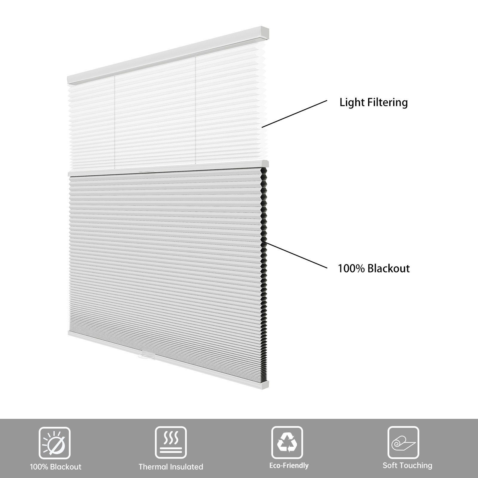 Changshade CUSTOM Blackout/Light Filtering Honeycomb Day Night Cellular Shades