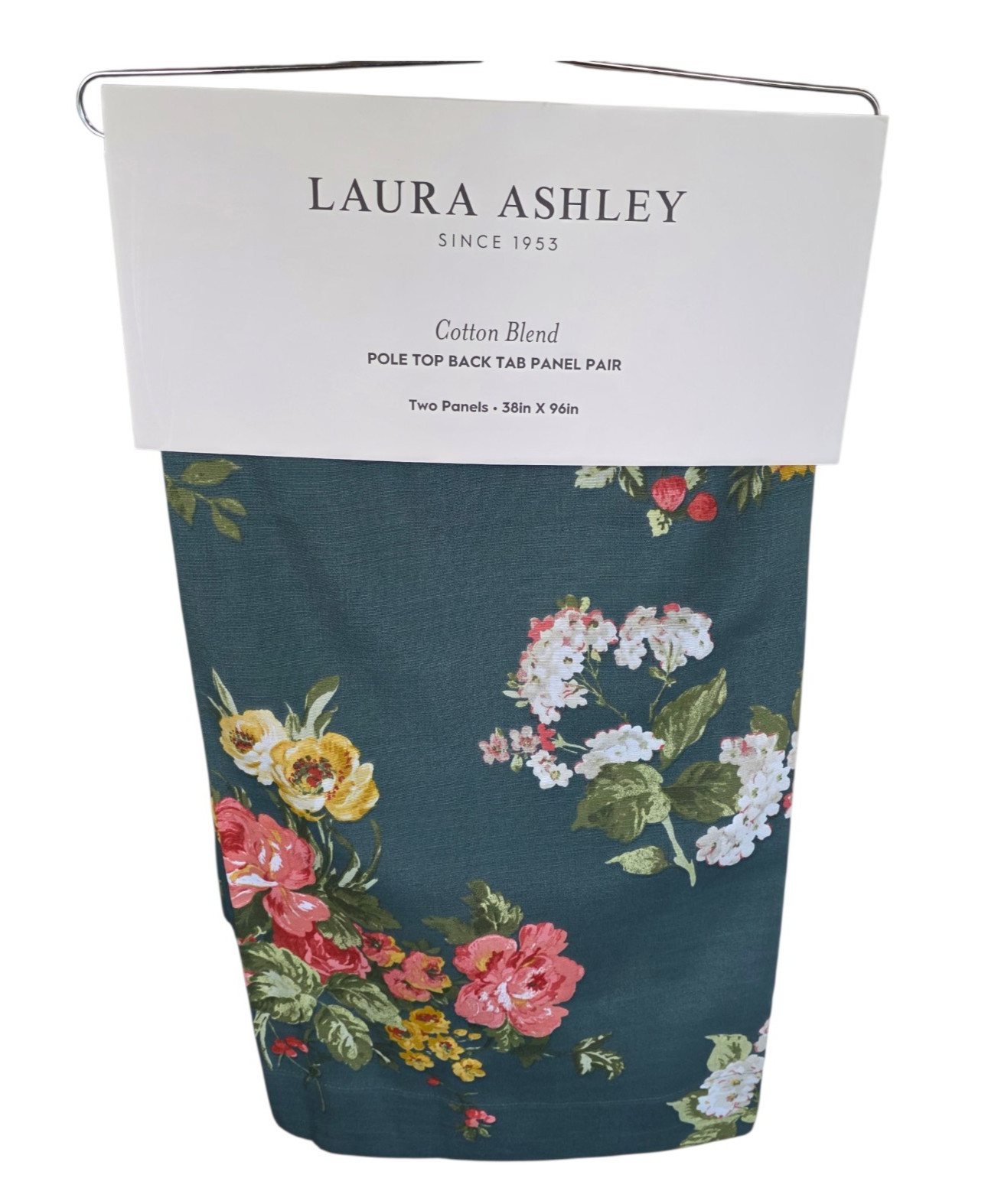 Laura Ashley Rosemore Curtains Set of 2 38×96 Floral Cotton Blend Drapes