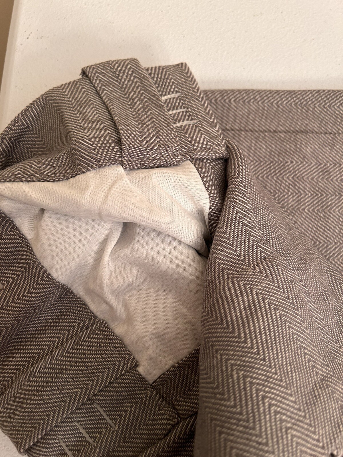 Pottery Barn Stella Herringbone Cotton Linen Curtains Gray 50”x108” S/2 NWOT