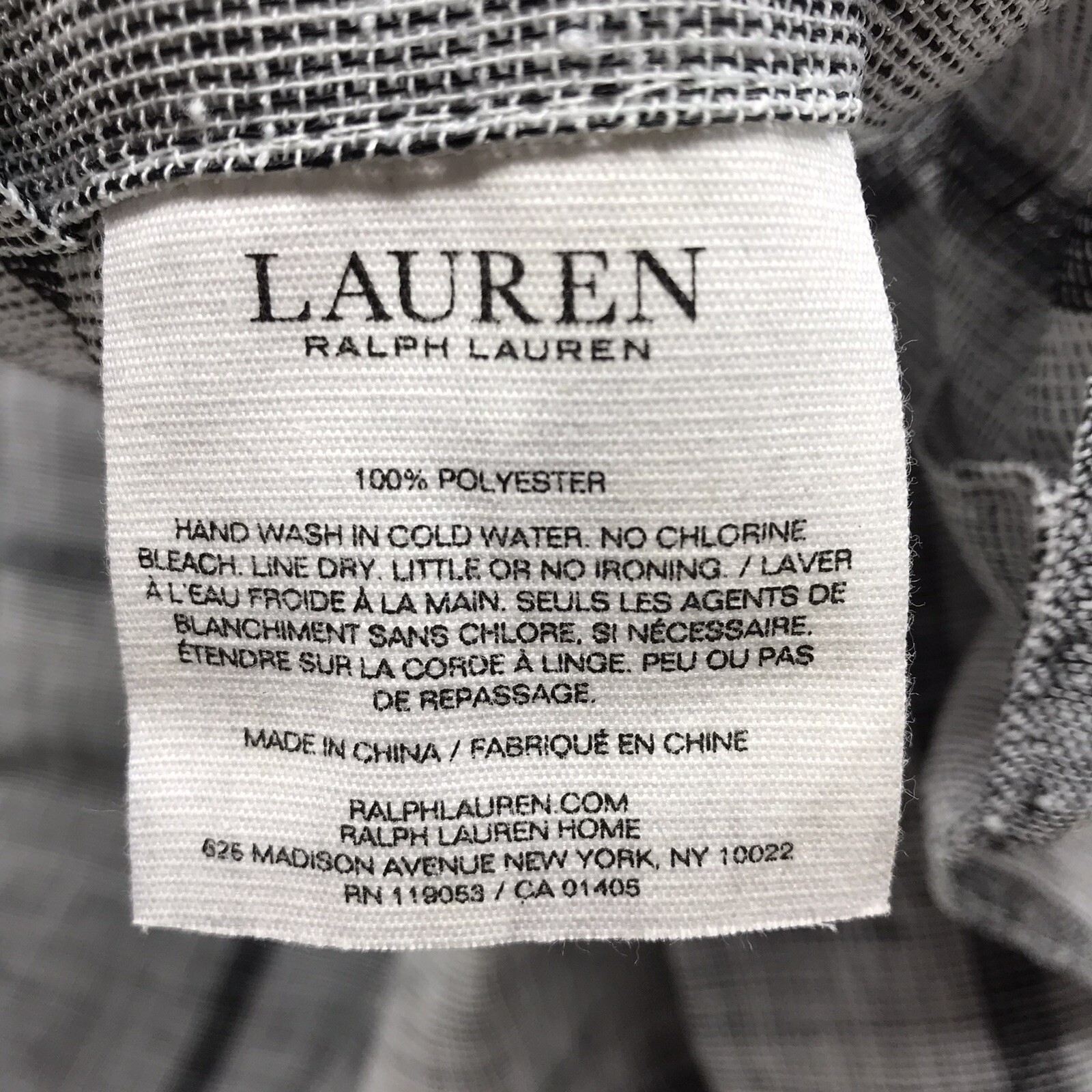 Ralph Lauren Raider 2-Back Tab/Rod Pocket Panels Curtain 50″ x 90″ in Black