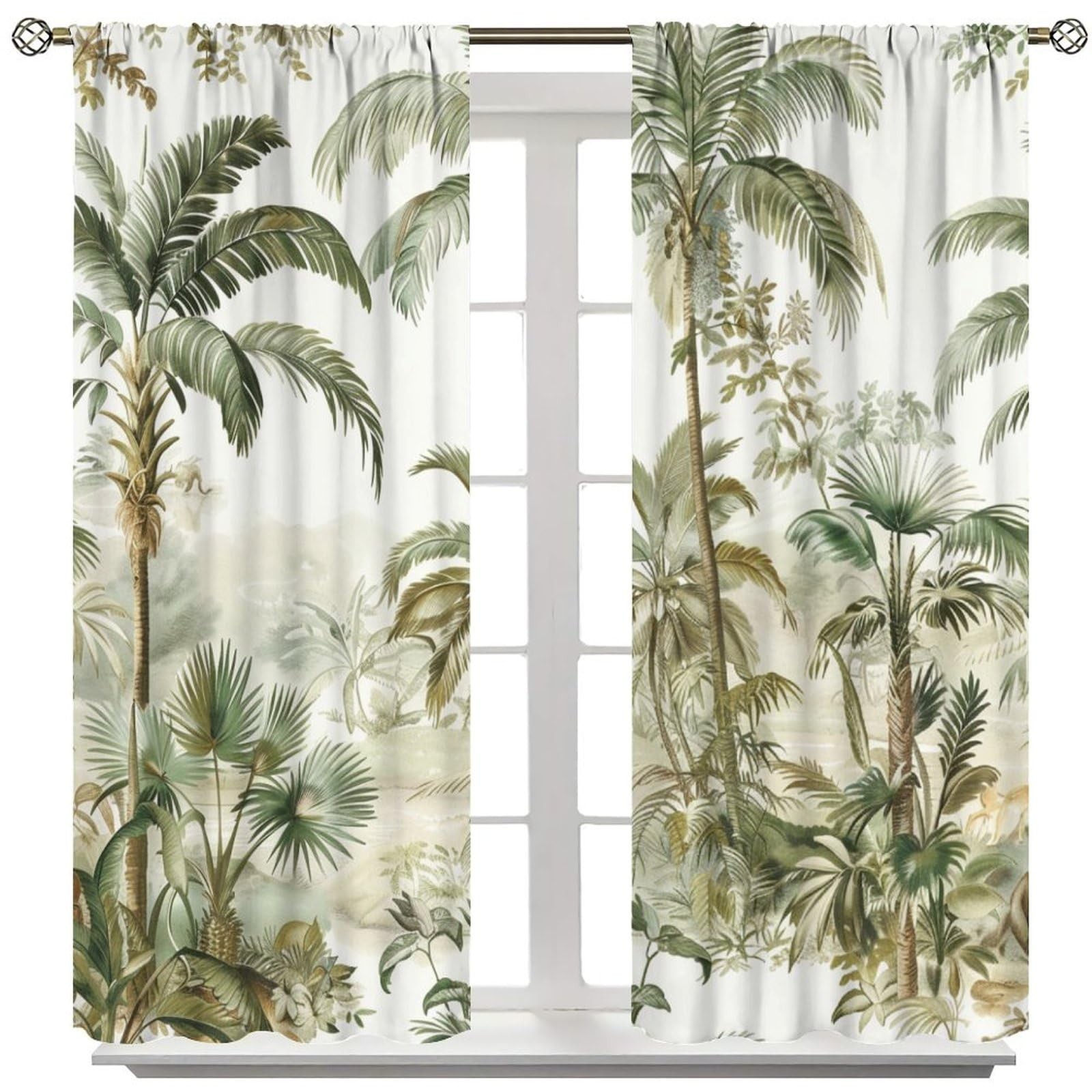 Abstract Palm Trees Blackout Curtains for Bedroom/Living Room, Tropical Jungl…