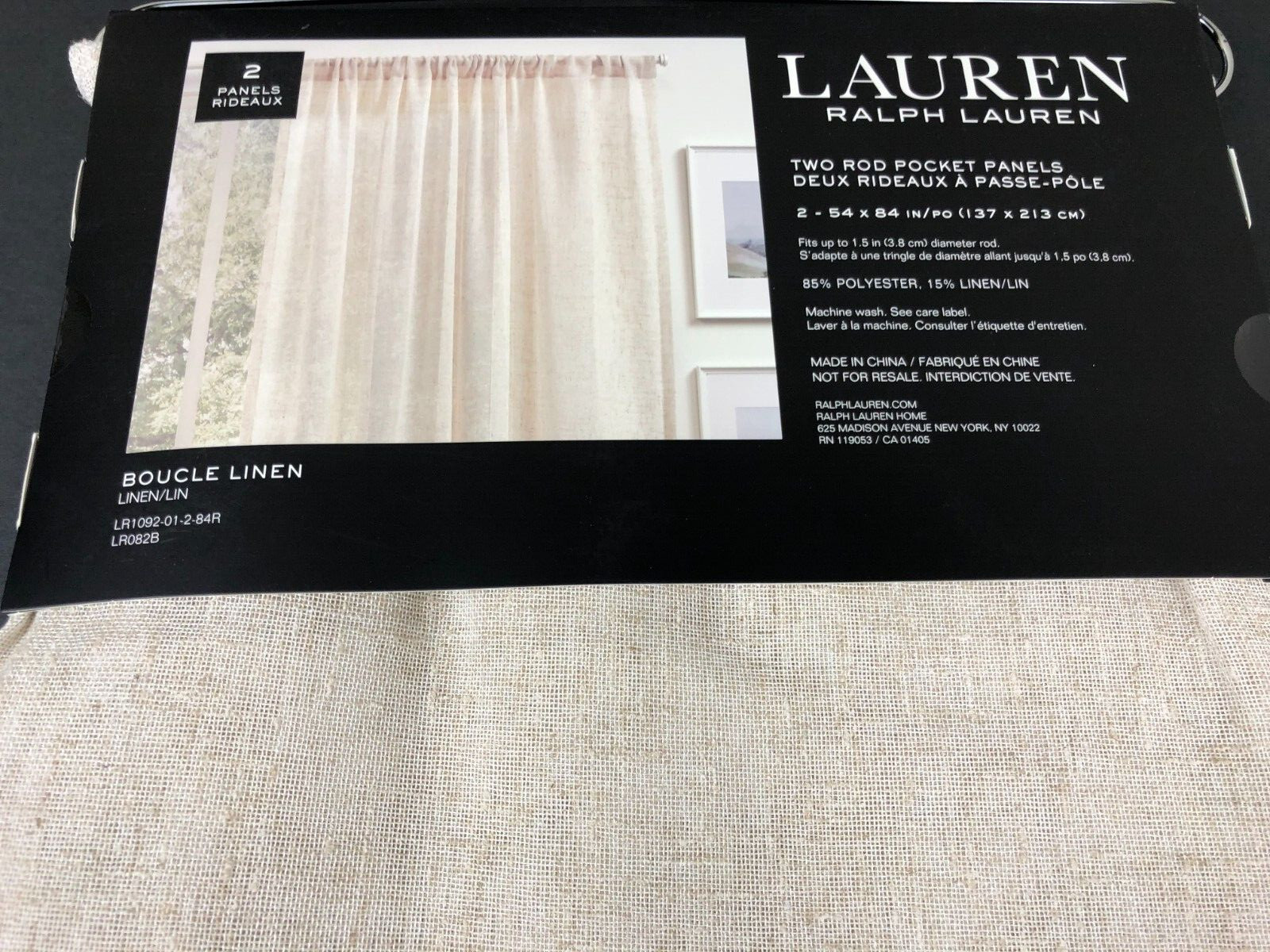 Ralph Lauren BOUCLE LINEN Blend Natural 84″ Rod Pocket Window Panel Curtains