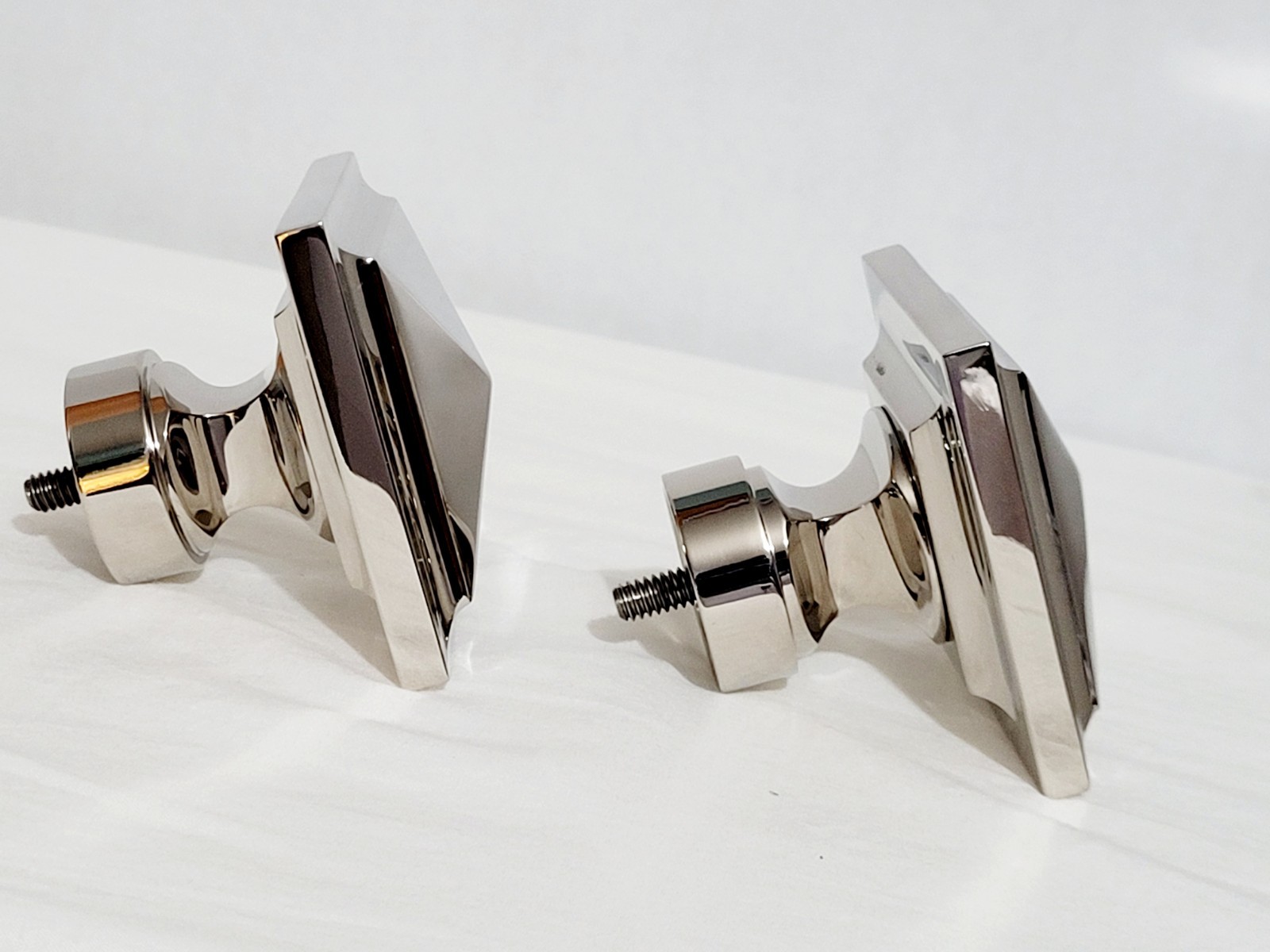 Restoration Hardware Easton Square Solid Brass Medium Finials Polished Nickel