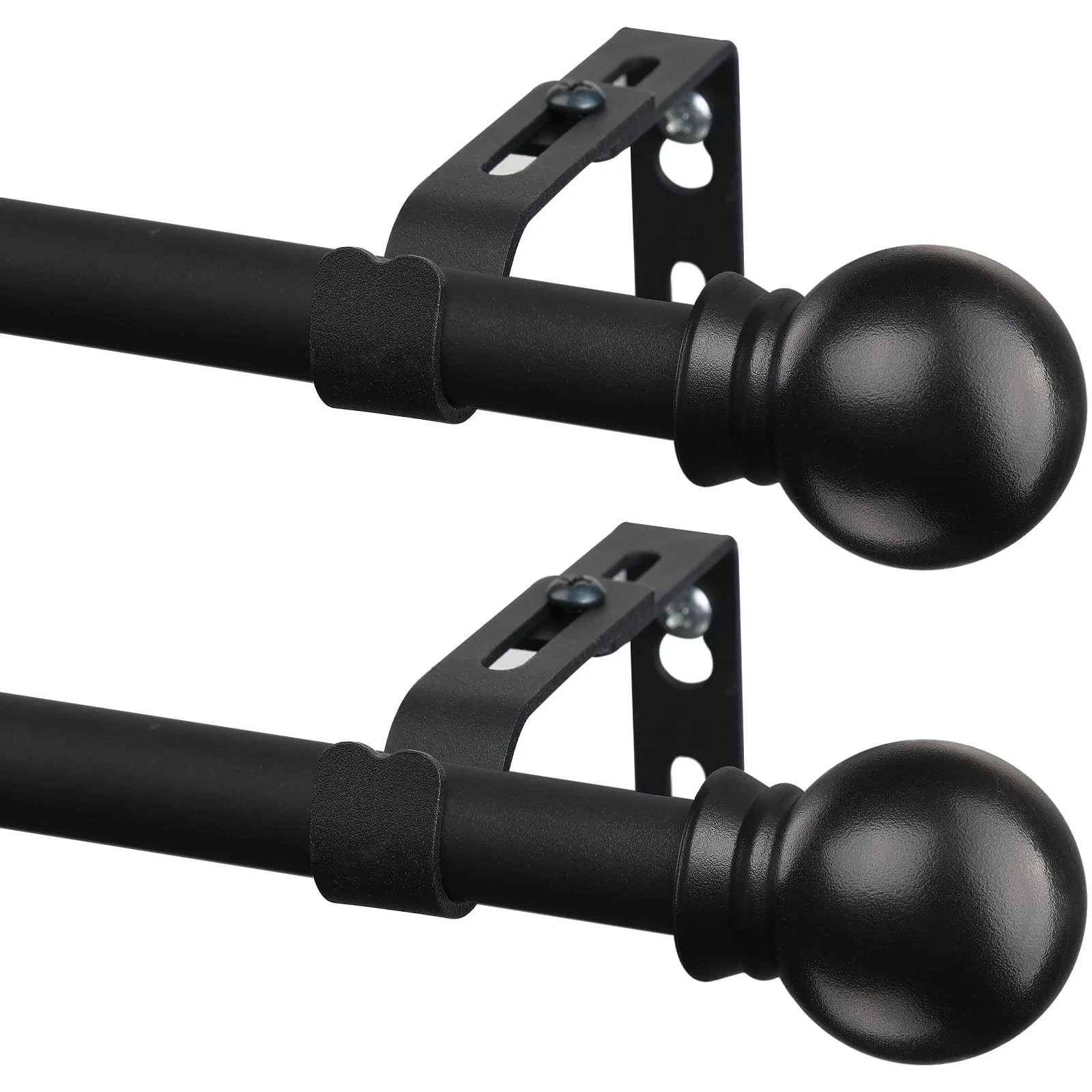 2 Pack Black Curtain Rods for Windows 28 to 48 inch, 5/8 inch 30-50â€|2 pack