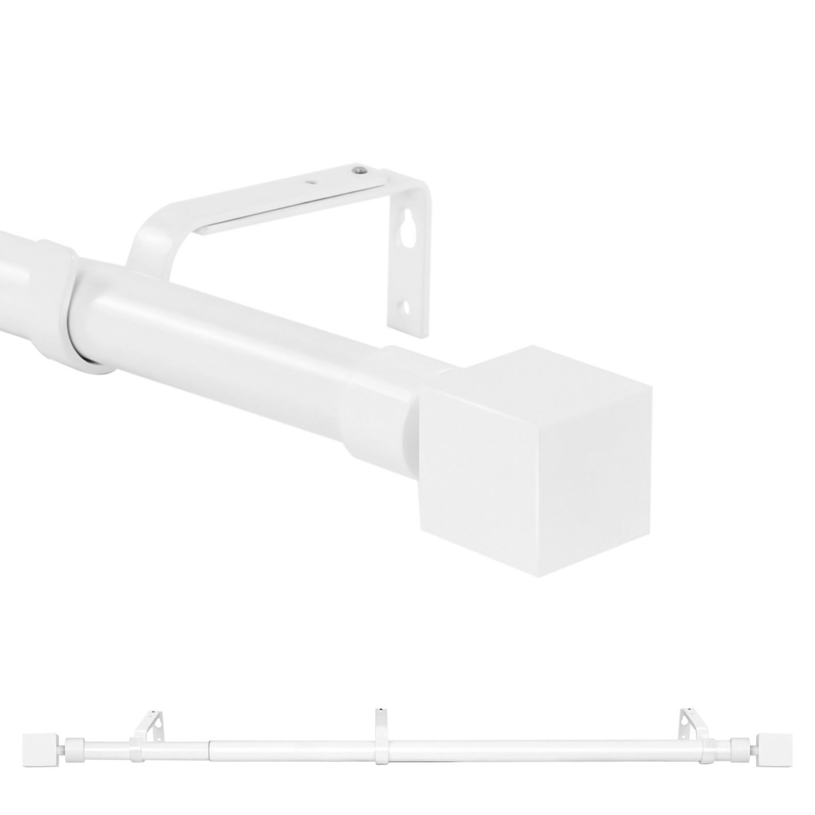 1″ Wright Adjustable Single Drapery Curtain Rod, 28”-48″/48″-84″/84″-120″