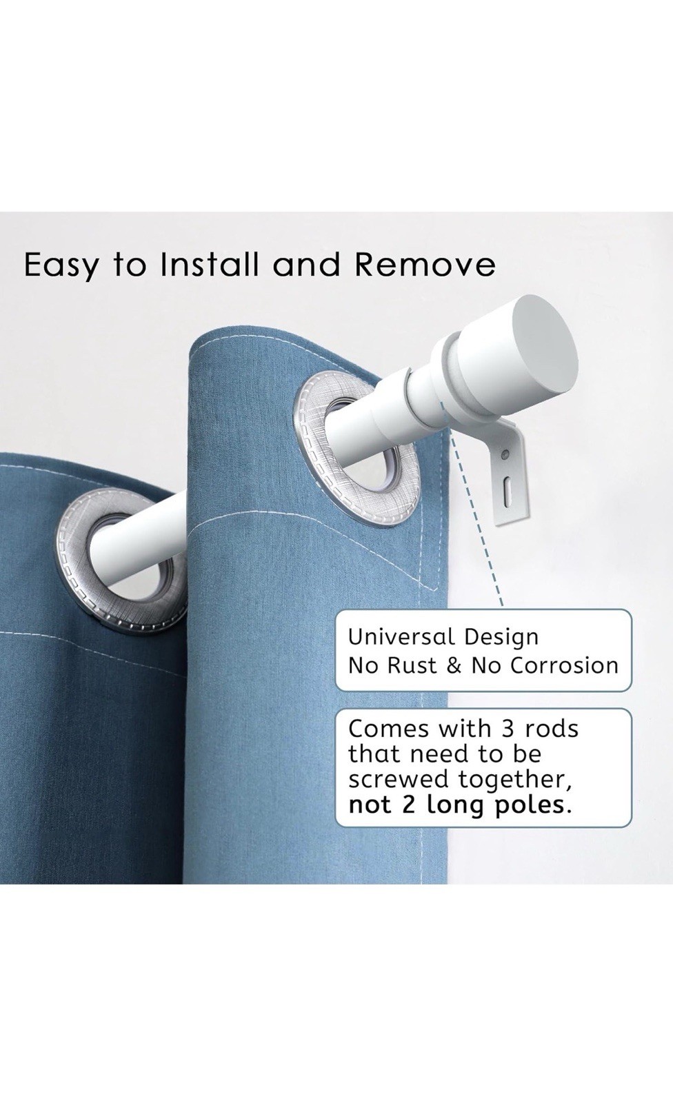 Byondeth Curtain Rods for Windows 16 to 88 Inches Adjustable Length 1 Inch