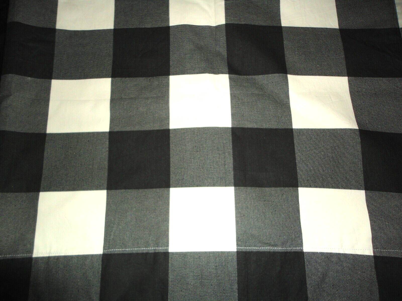 LAND OF NOD BLACK & OFF WHITE BUFFALO CHECKS BLACKOUT (2) WINDOW PANELS 44 X 63
